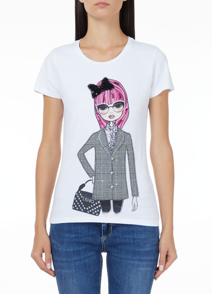 T-shirt with print and appliqués White Liu Jo - large image number 0 T-shirt with print and appliqués White Liu Jo - large image number 0