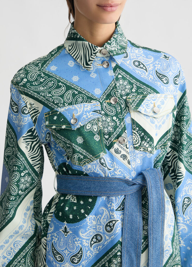 Printed cotton shacket light denim Liu Jo - large image number 2 Printed cotton shacket light denim Liu Jo - large image number 2