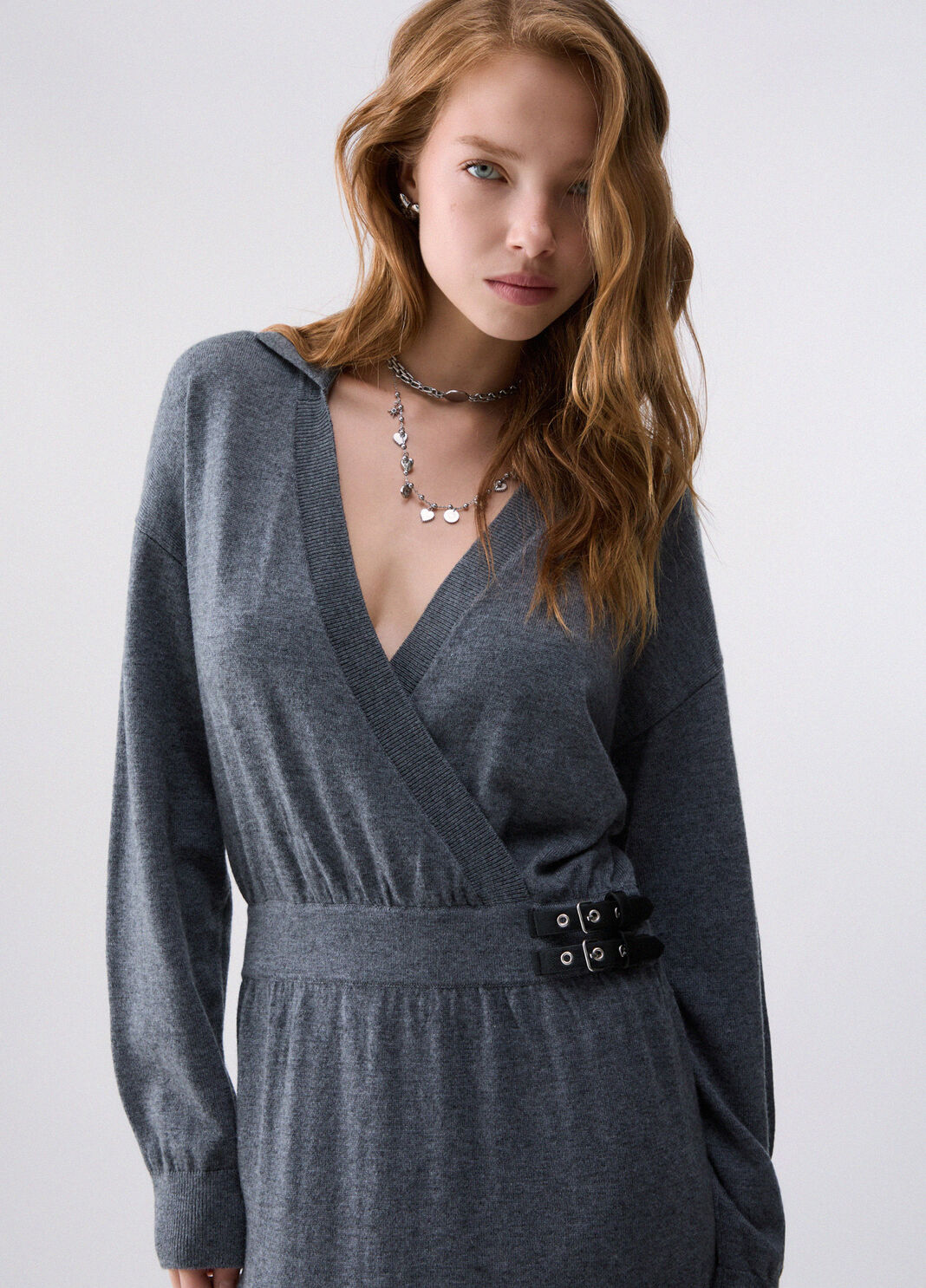 Knit Dress with Buckles grey m&eacute;lange Liu Jo - large image number 4