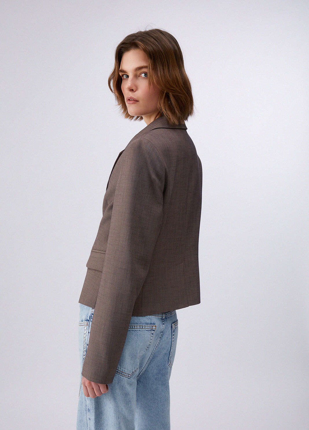 Slim-Fit-Blazer aus Melange-Stoff braun Liu Jo - large image number 1