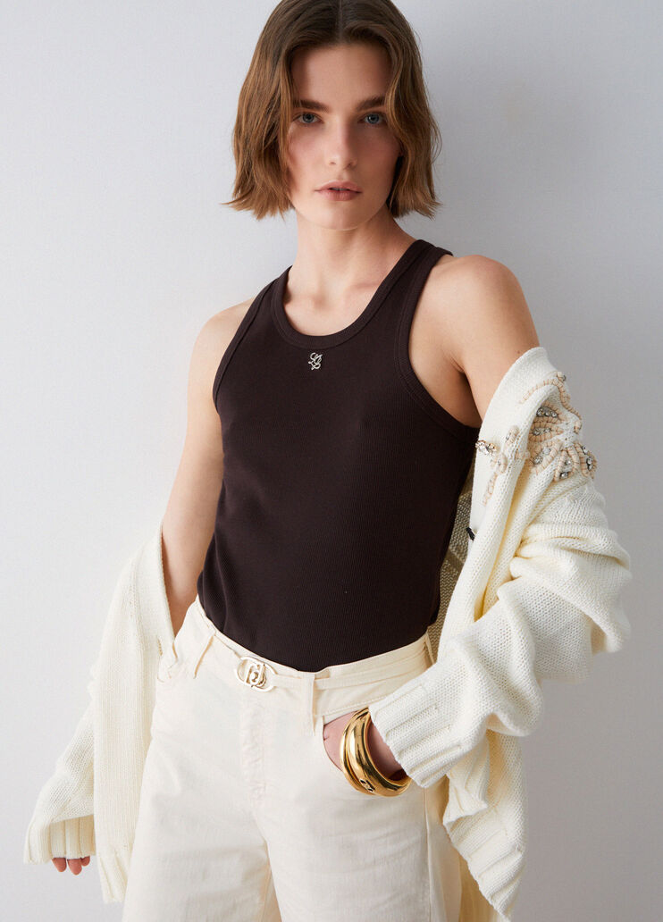 Top with mini logo dark brown Liu Jo - medium