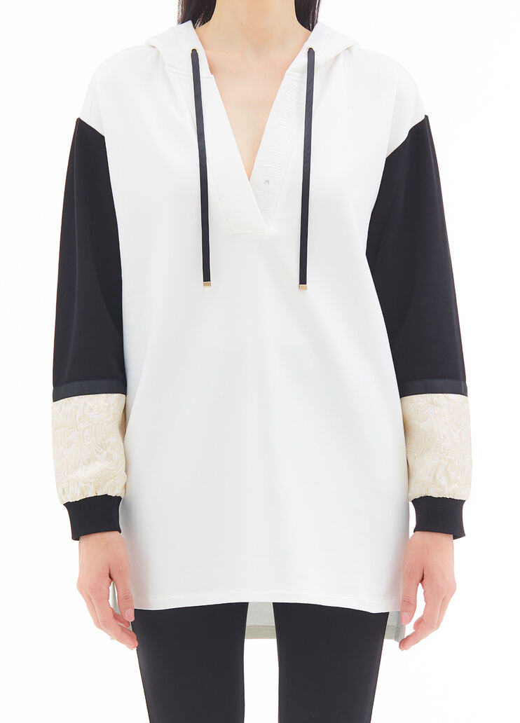 Maxi sweat à capuche blanc et noir Liu Jo - large image number 0