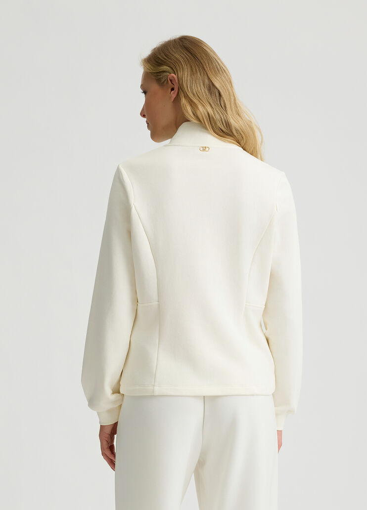 Sweatshirt with zip and rhinestones white Liu Jo - large image number 1 Sweatshirt with zip and rhinestones white Liu Jo - large image number 1