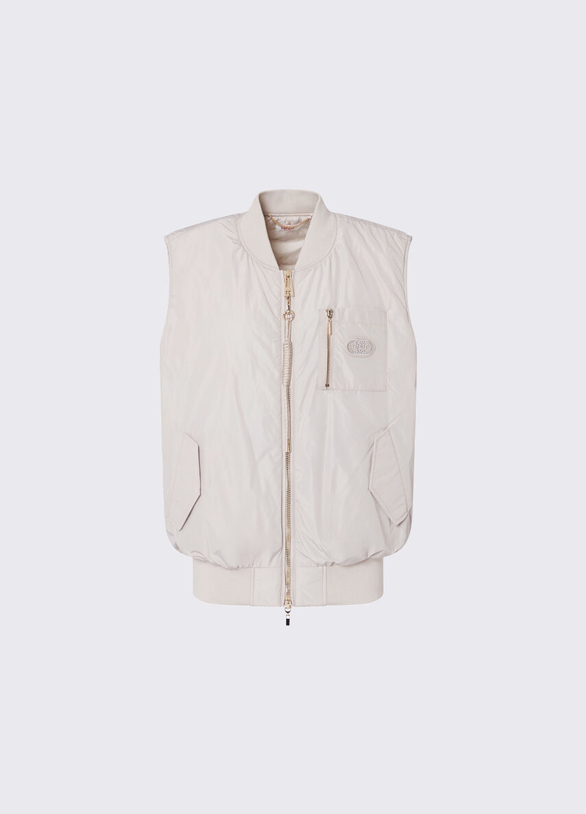 Oversized vest in glossy nylon colour white | Liu Jo
