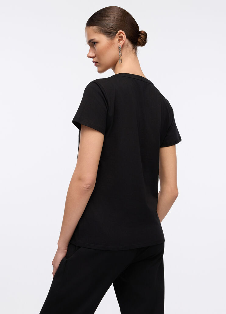 T-shirt in cotone nero/logo Liu Jo - large image number 1