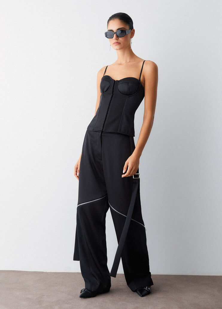 Top bustier en satin noir Liu Jo - large image number 3