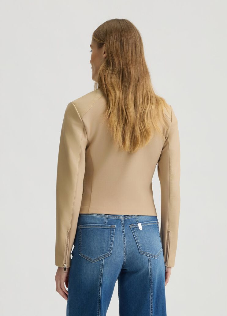 Natural beige leather biker jacket  beige Liu Jo - large image number 1 Natural beige leather biker jacket  beige Liu Jo - large image number 1