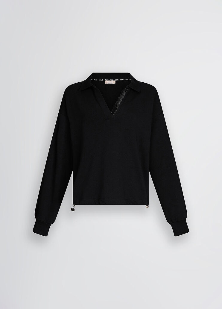 Black sweatshirt with rhinestones black Liu Jo - large image number 6 Black sweatshirt with rhinestones black Liu Jo - large image number 6