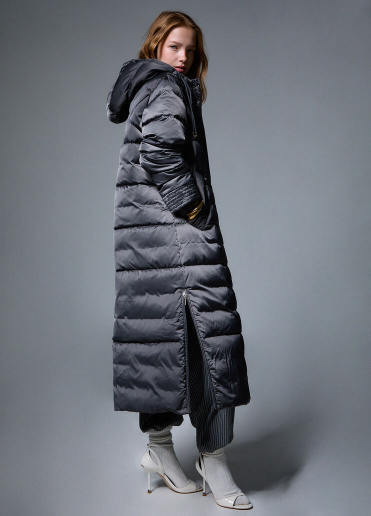 Long quilted down jacket with hood grey Liu Jo - medium