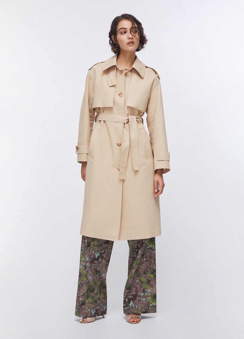 Long trench coat with scarf colour beige | Liu Jo