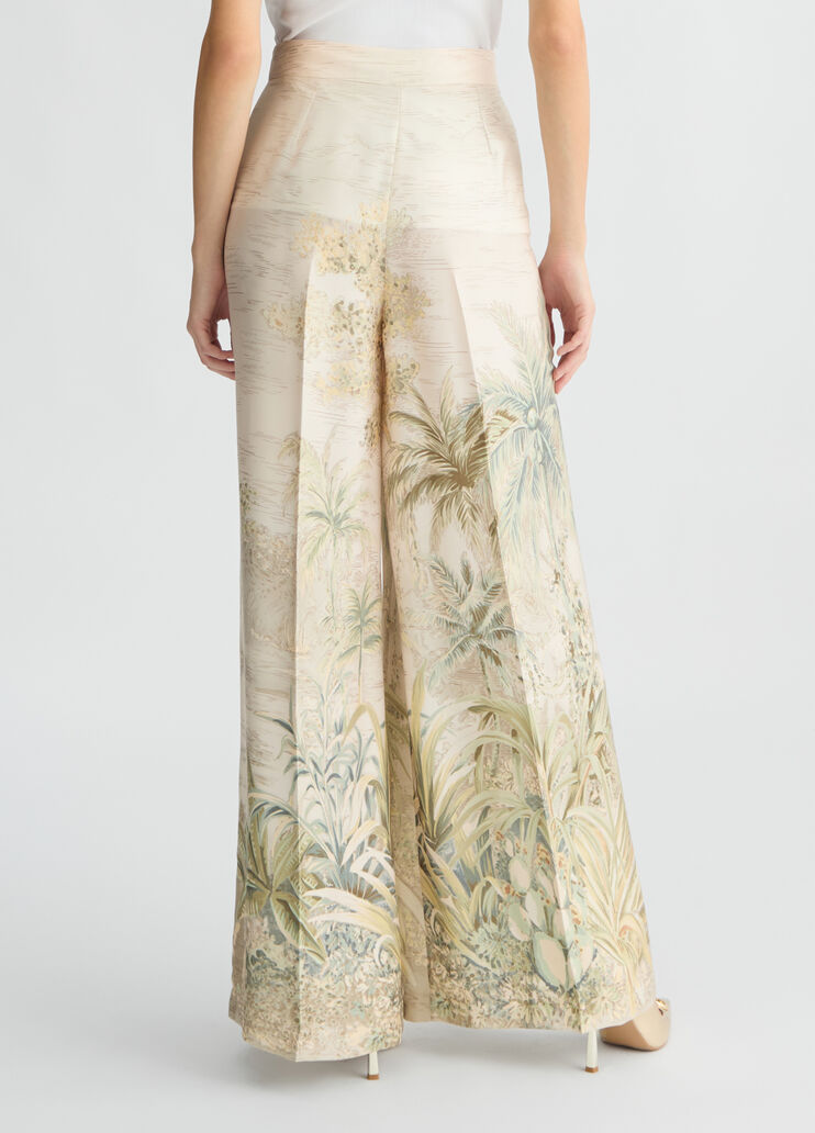 Printed twill palazzo trousers jungle Liu Jo - large image number 1 Printed twill palazzo trousers jungle Liu Jo - large image number 1