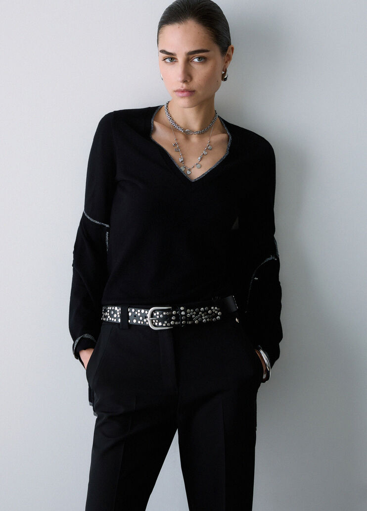 Su&eacute;ter de cuello en V negro Liu Jo - medium