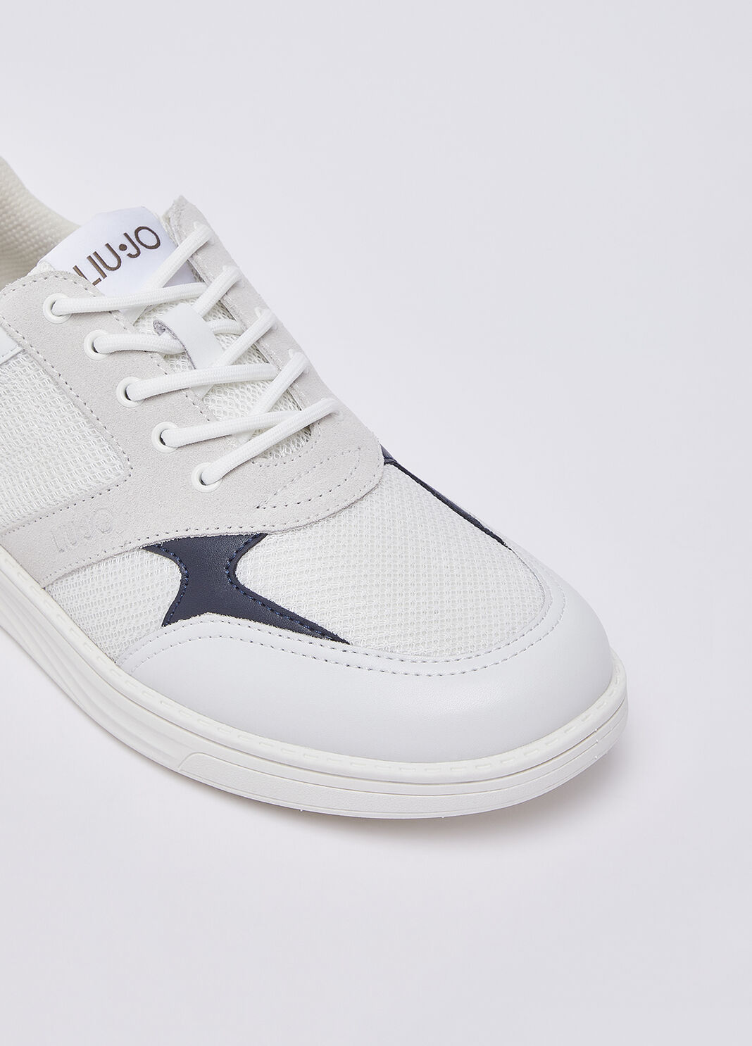 Sneakers en cuir et mesh blanc et bleu Liu Jo - large image number 6