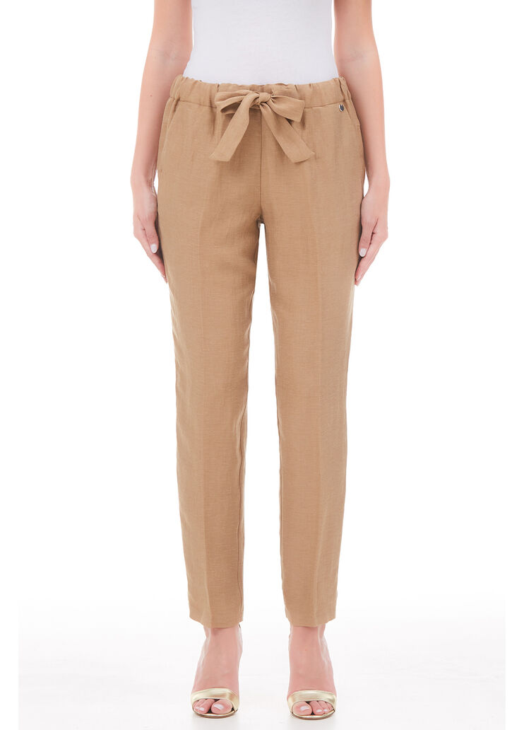 Pantalon en lin et cupro beige Liu Jo - large image number 0 Pantalon en lin et cupro beige Liu Jo - large image number 0