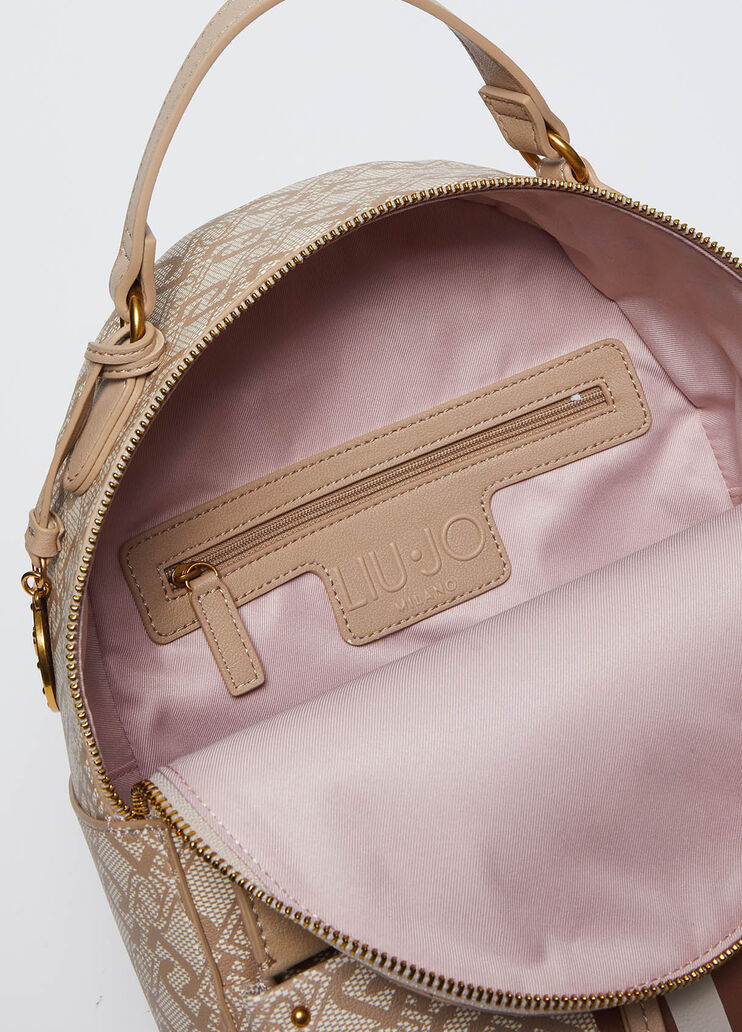 Monogram backpack with charm beige Liu Jo - large image number 4 Monogram backpack with charm beige Liu Jo - large image number 4