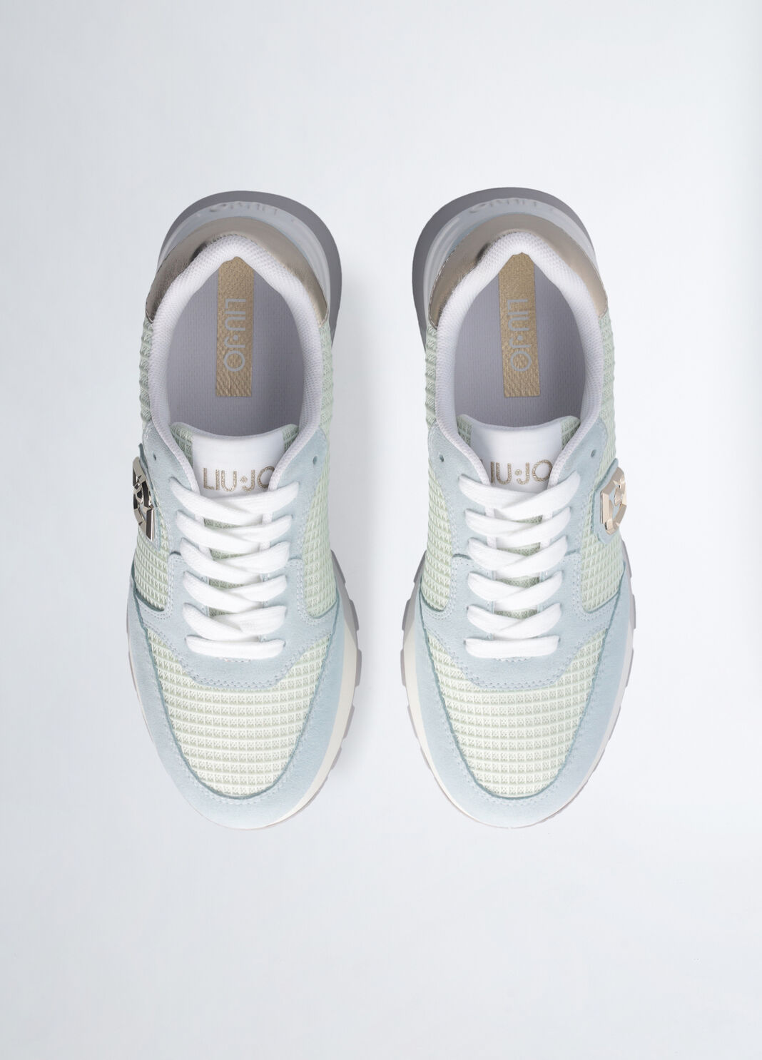  Suede and mesh platform sneakers green Liu Jo - large image number 7