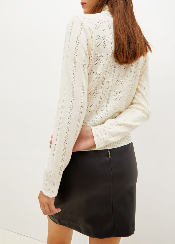 Mock turtleneck with penwork pattern natural Liu Jo - large image number 1