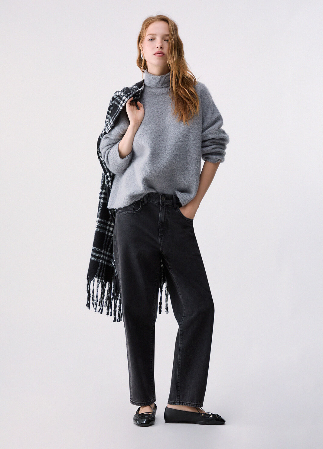 Turtleneck sweater in wool brushed grey m&eacute;lange Liu Jo - large image number 5