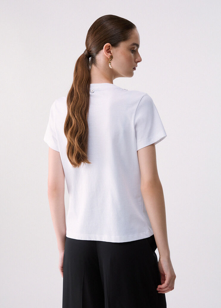 T-shirt mit Schmuckdetails Wei&szlig; Liu Jo - medium