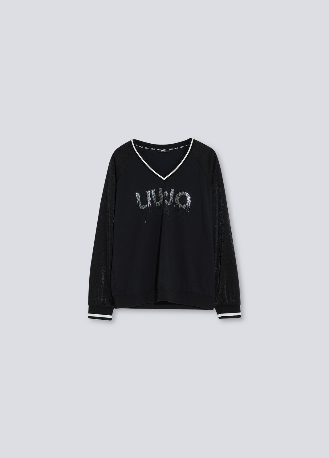 College sweatshirt with logo and gemstones black Liu Jo - large image number 4