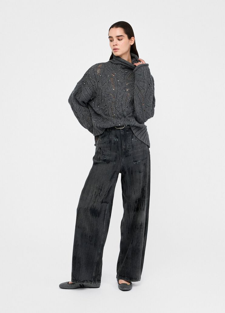 Jersey de cuello alto con pedrería gris Liu Jo - large image number 5 Jersey de cuello alto con pedrería gris Liu Jo - large image number 5