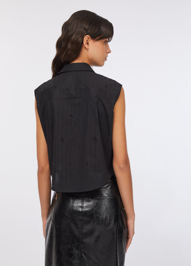 Cotton top with rhinestones black Liu Jo - large image number 1