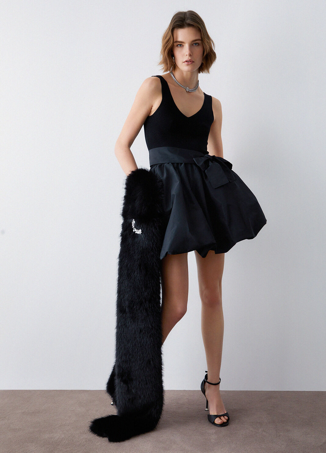 Short taffeta dress black Liu Jo - large image number 3