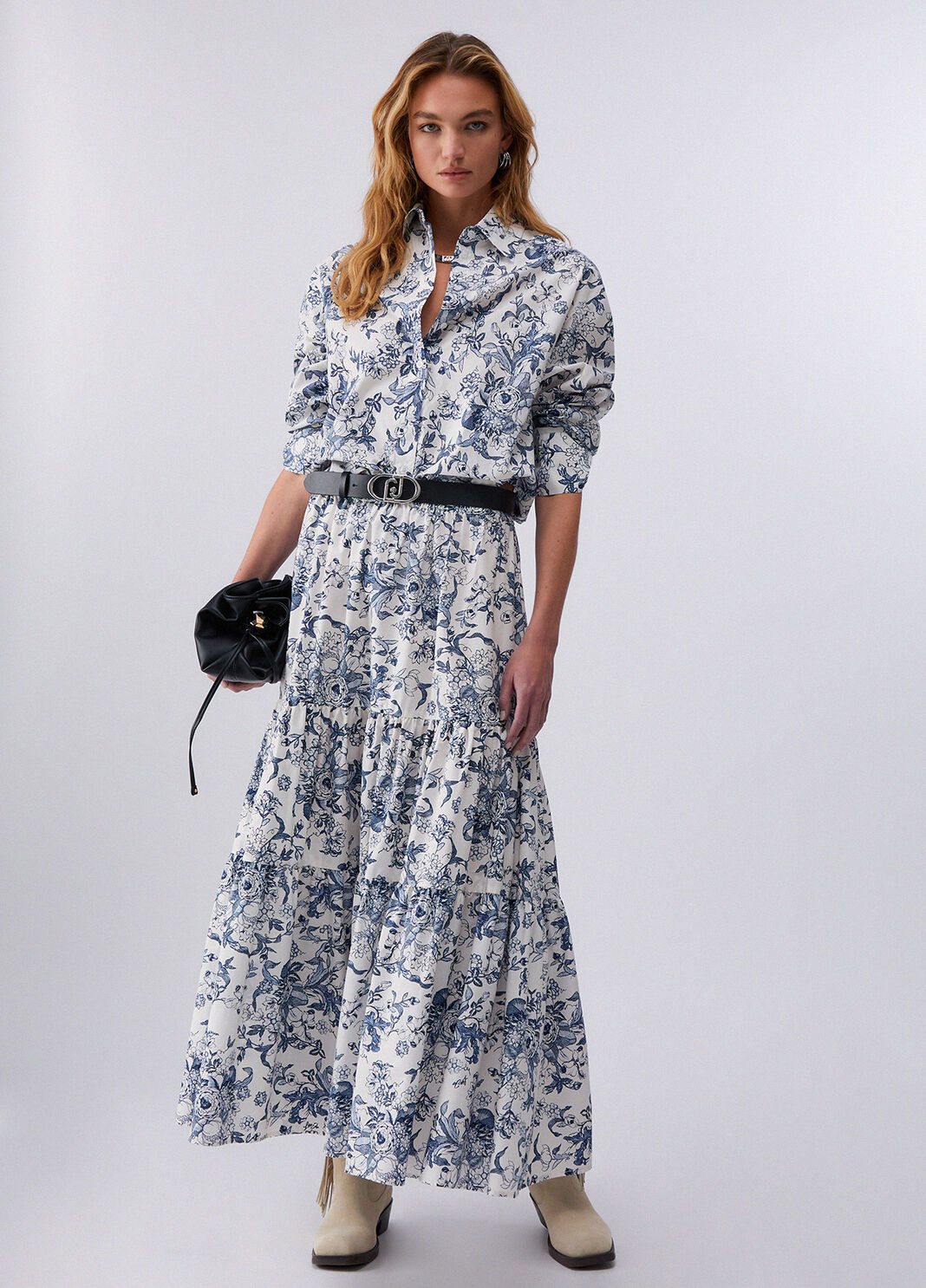 Langer Rock aus bedruckter Popeline Blau Liu Jo - large image number 5