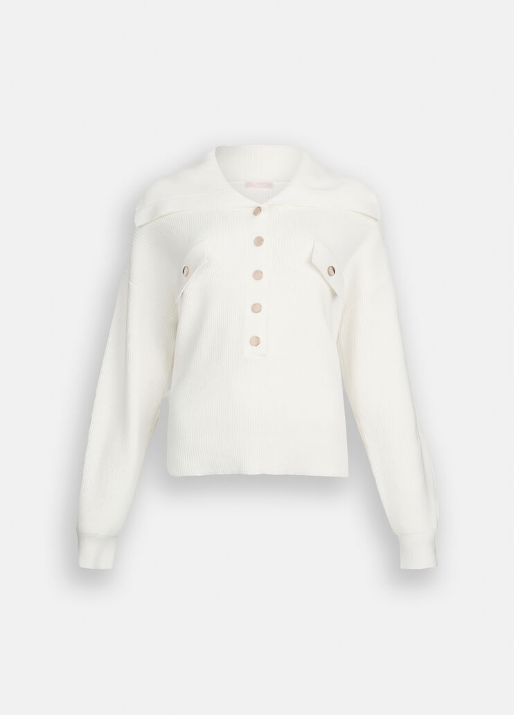 Jumper with maxi-neck white wool Liu Jo - large image number 6 Jumper with maxi-neck white wool Liu Jo - large image number 6