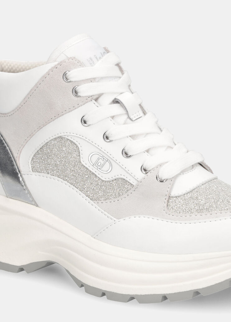 Glittery mesh mid-top sneakers white Liu Jo - large image number 6 Glittery mesh mid-top sneakers white Liu Jo - large image number 6