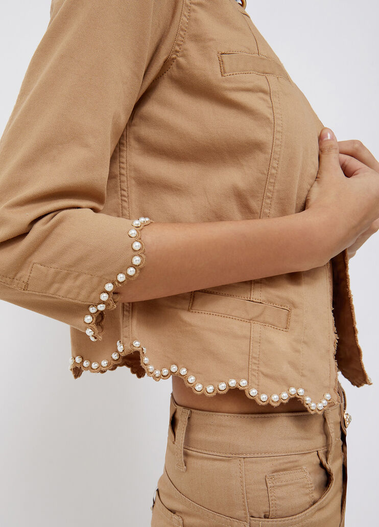 Gabardine jacket camel/pearl Liu Jo - large image number 2  Gabardine jacket camel/pearl Liu Jo - large image number 2