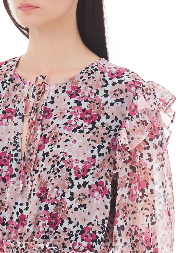 Robe courte &agrave; fleurs fleurs fuchsia Liu Jo - large image number 2