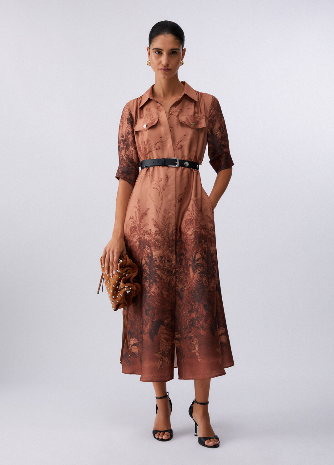 Langes Hemdblusenkleid Braun Liu Jo - large image number 5