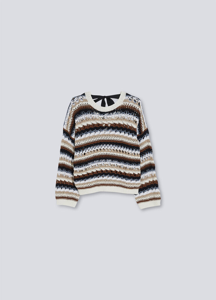 Jumper with bow on the back stripes Liu Jo - large image number 4 Jumper with bow on the back stripes Liu Jo - large image number 4