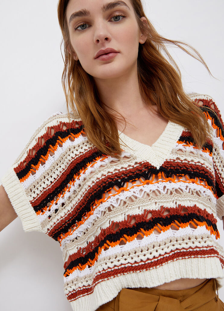 Jacquard-Weste mit Lochmuster Desert Stripes Liu Jo - large image number 2