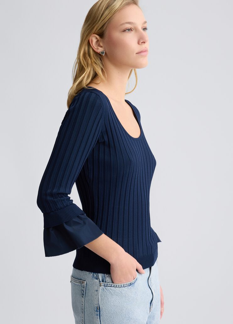 Jumper with flounced sleeves navy blue Liu Jo - large image number 3 Jumper with flounced sleeves navy blue Liu Jo - large image number 3