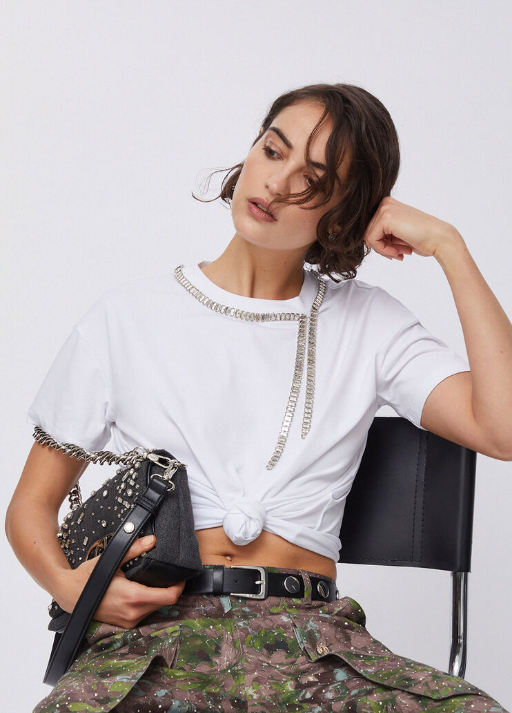 T-shirt oversize avec broderies bijoux blanc Liu Jo - medium