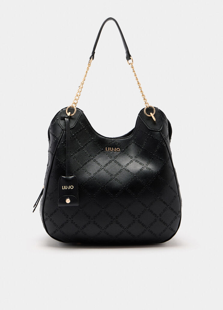 Borsa a mano con logo nero Liu Jo - medium