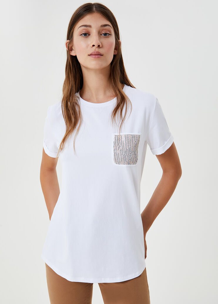 T-shirt with gemstones White Liu Jo - large image number 0