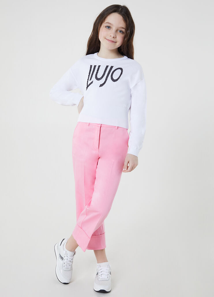 Eco-friendly jumper with logo white/black Liu Jo - large image number 2