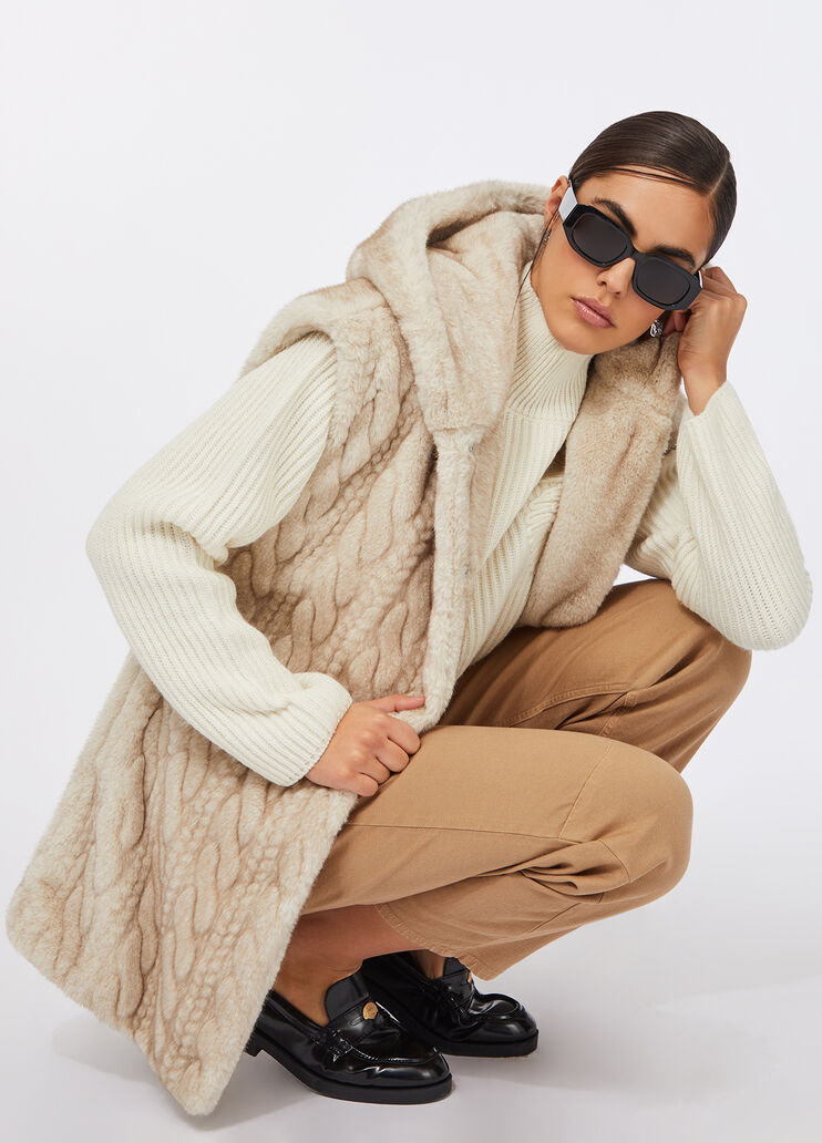 Gilet in teddy con cappuccio beige Liu Jo - large image number 4