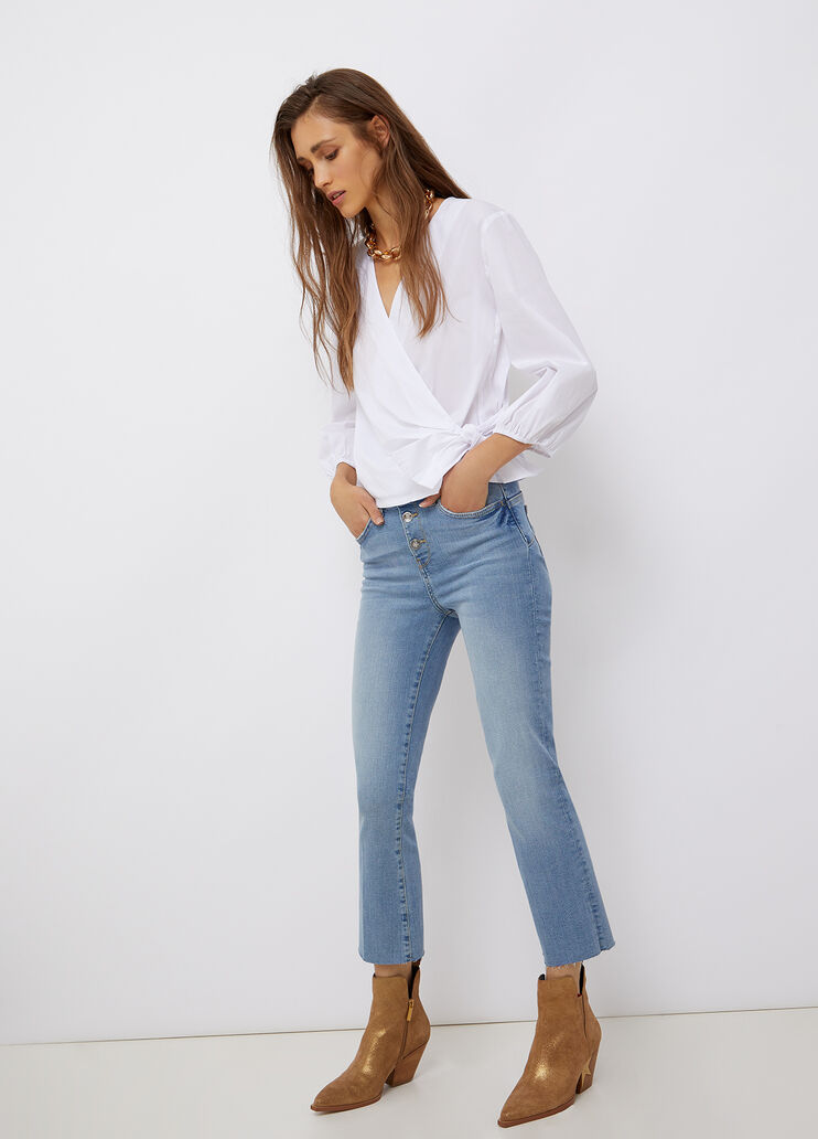 Cropped jeans with frayed edges blue denim Liu Jo - large image number 3 Cropped jeans with frayed edges blue denim Liu Jo - large image number 3