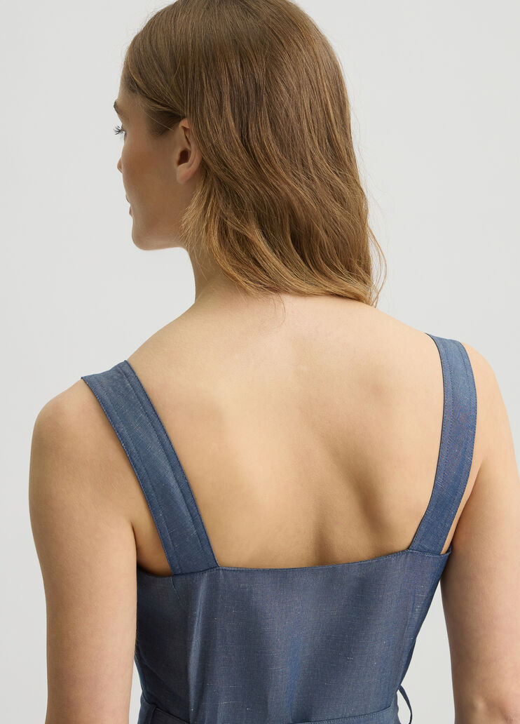 Linen dress with belt chambray blue Liu Jo - large image number 4 Linen dress with belt chambray blue Liu Jo - large image number 4