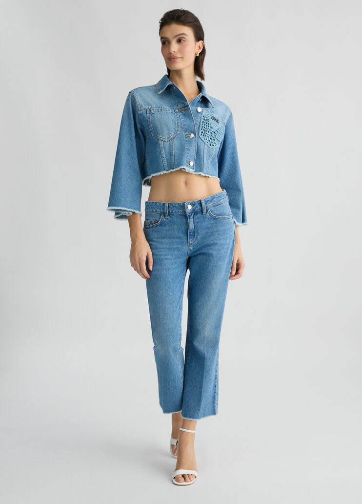 Cropped denim jacket Blue denim Liu Jo - large image number 5 Cropped denim jacket Blue denim Liu Jo - large image number 5
