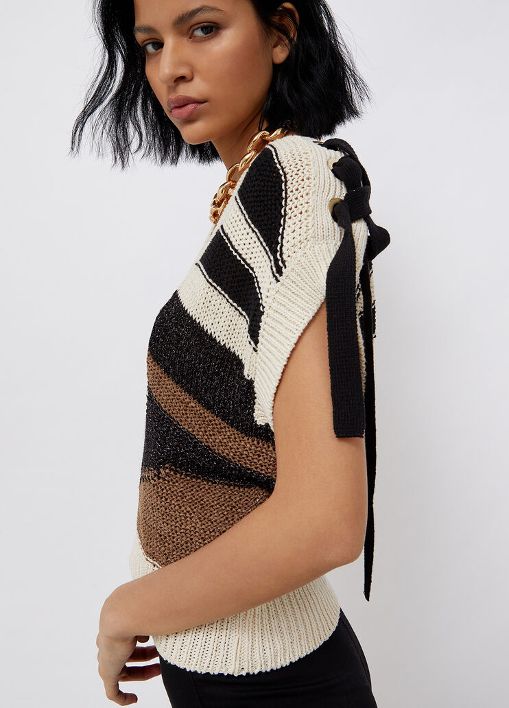 Gilet with maxi bow white/brown Liu Jo - large image number 0