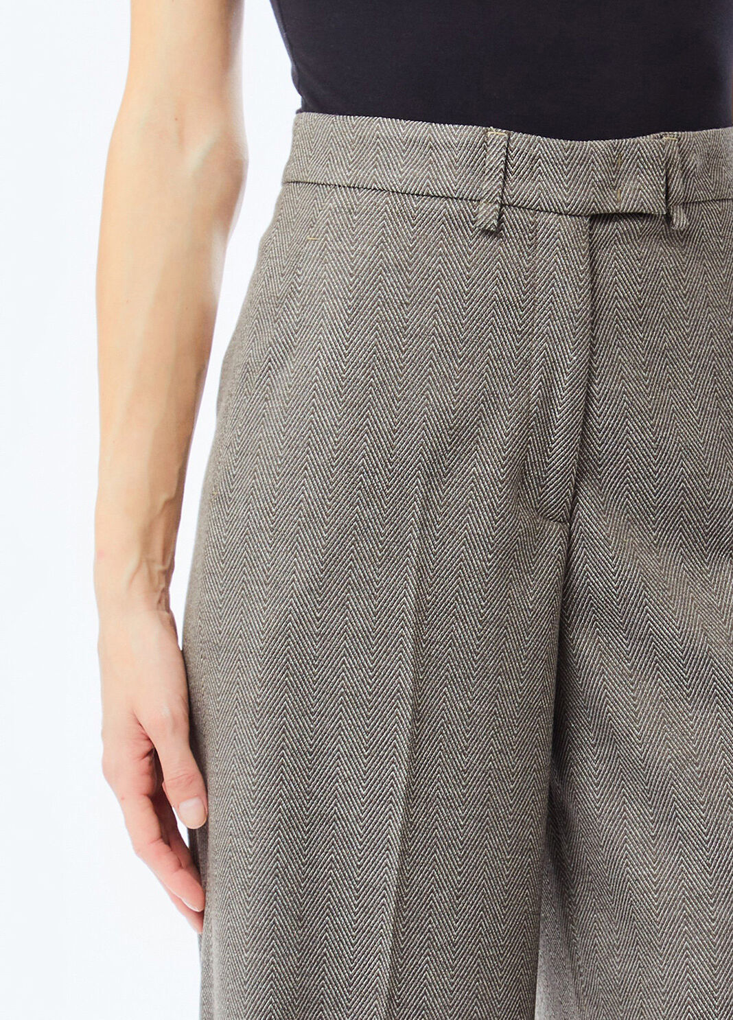 Pantalon droit avec pli beige fonc&eacute; Liu Jo - large image number 2