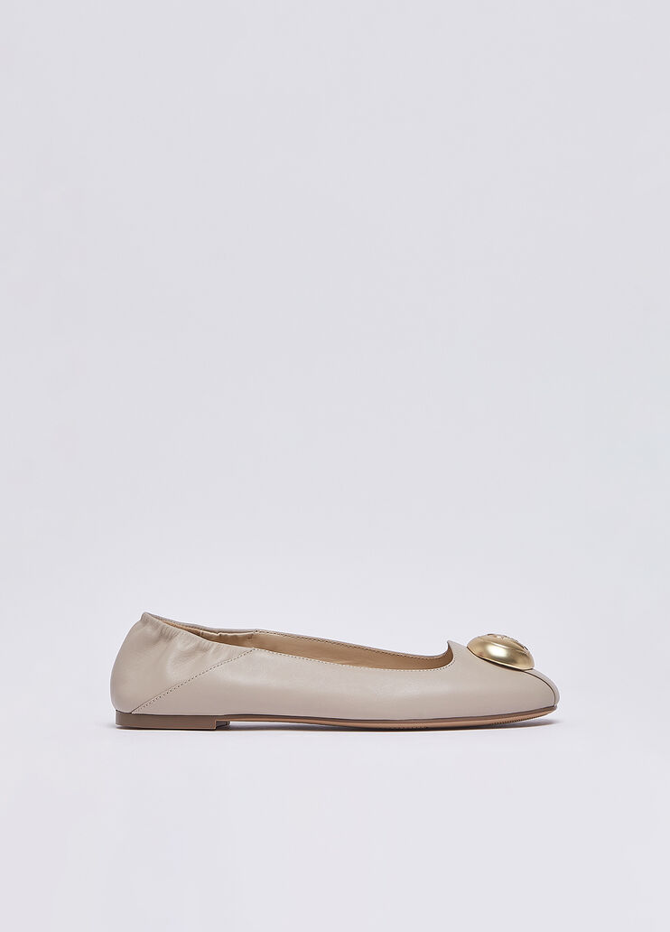 Leather ballet flats with logo beige Liu Jo - medium