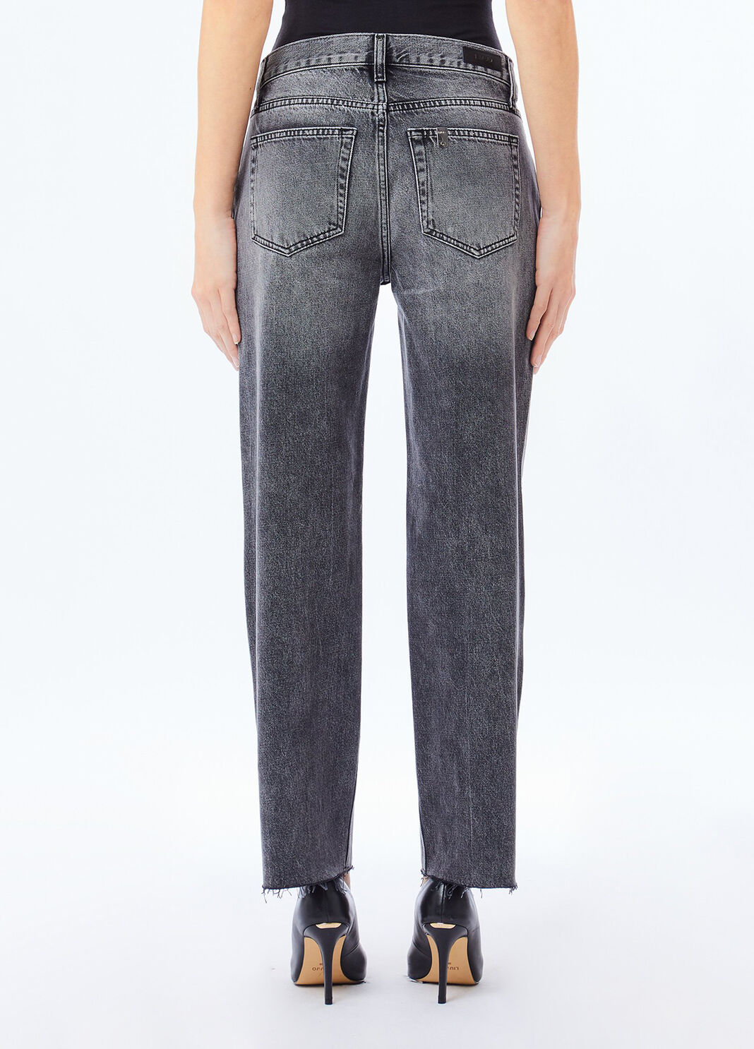 Jeans straight con strass denim nero Liu Jo - large image number 1