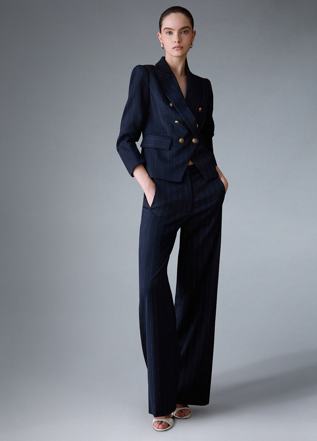 Pinstripe Straight Pants blue pinstripe Liu Jo - large image number 2