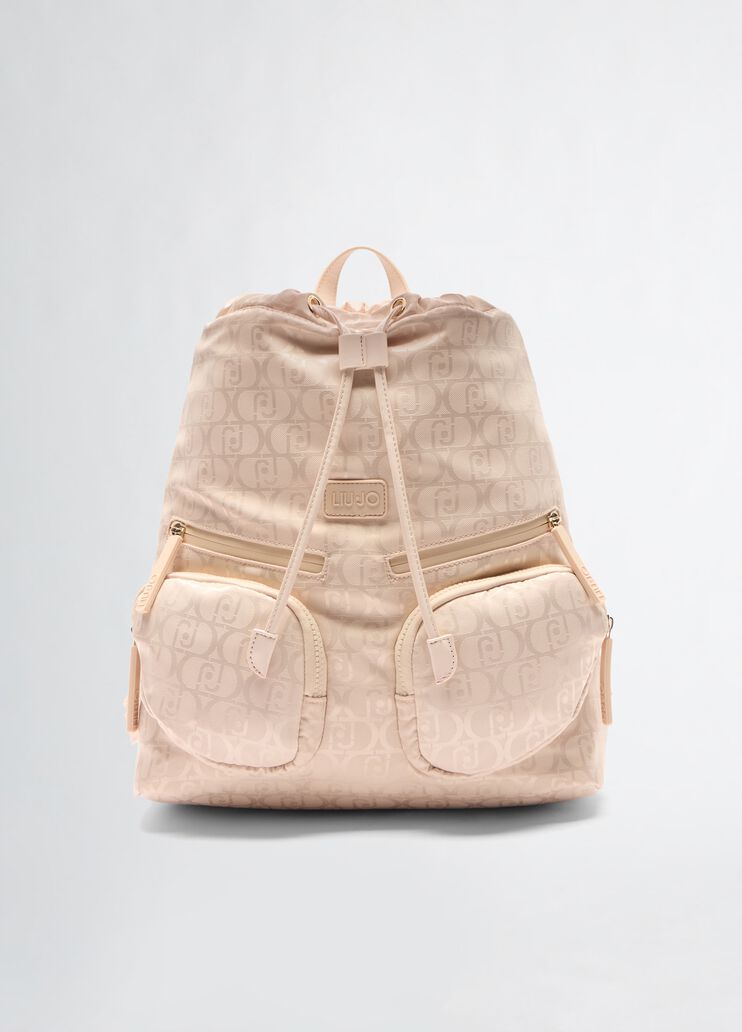 Nylon jacquard backpack light gold colour Liu Jo - medium Nylon jacquard backpack light gold colour Liu Jo - medium